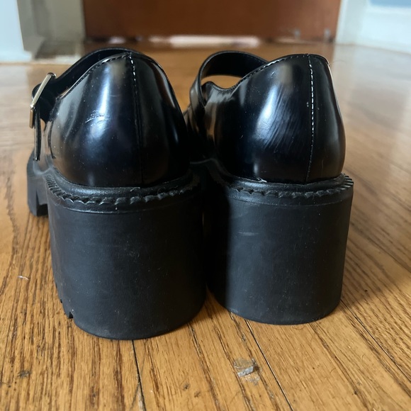 Madden Girl Shiny Black Platform Loafers - Picture 7 of 8